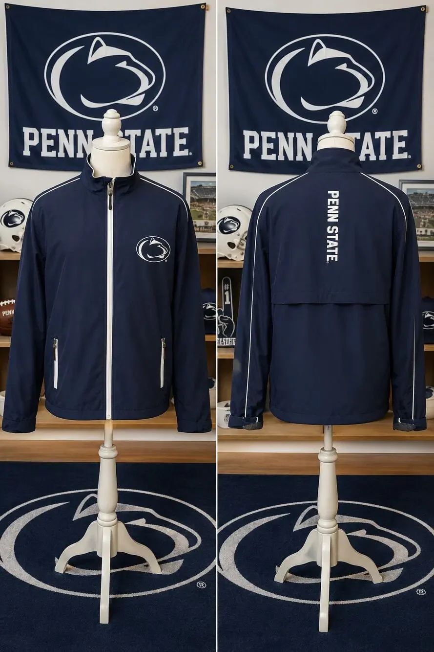 Penn State Colosseum Full Zip Windbreaker Jacket Navy Small NCAA